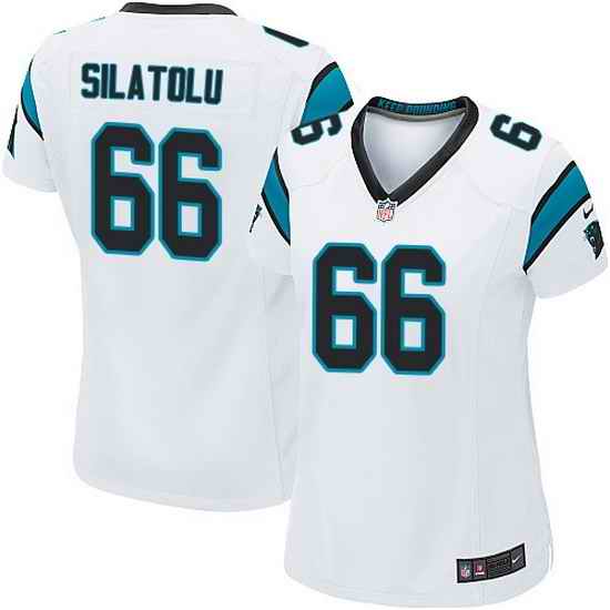 Nike Panthers #66 Amini Silatolu White Team Color Women Stitched NFL Jersey